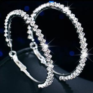 Big Silver Crystal Hoop Earrings